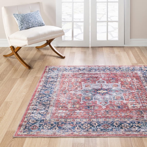Unique Loom Yara Collection Area Rug - Sunil (5' Square Rust Red/Ivory)
