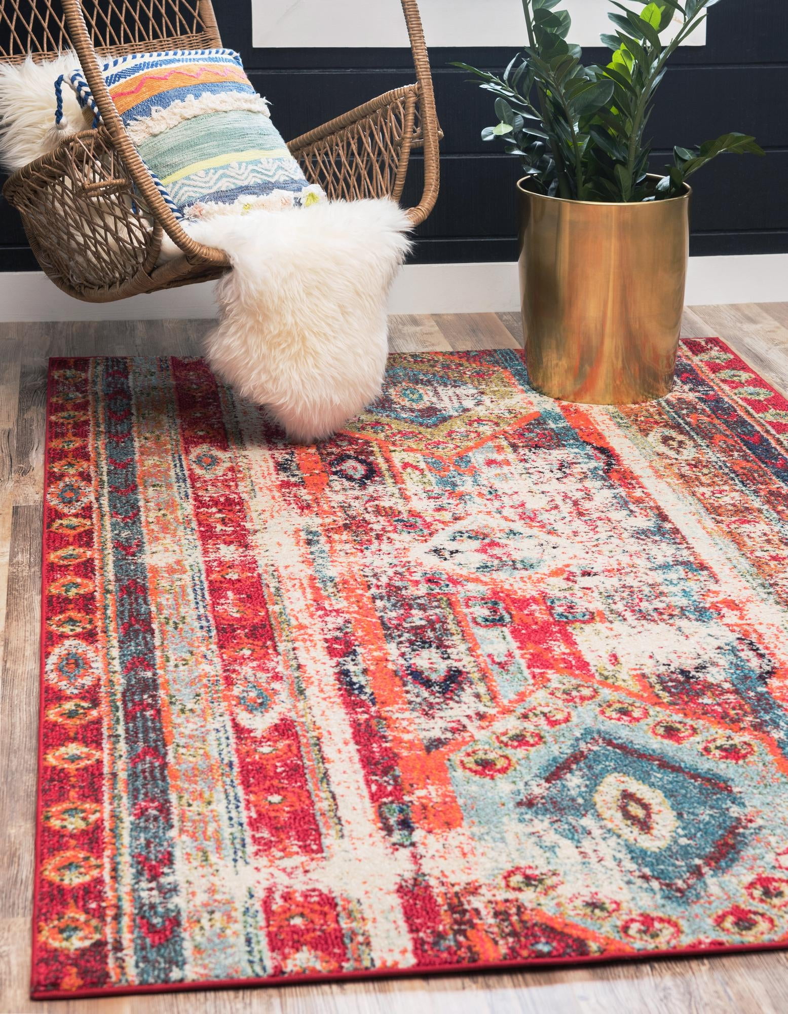 Yellowstone Rugs Unique Loom Yellowstone Sedona Rug Cherry Pink/Blue 5' 1