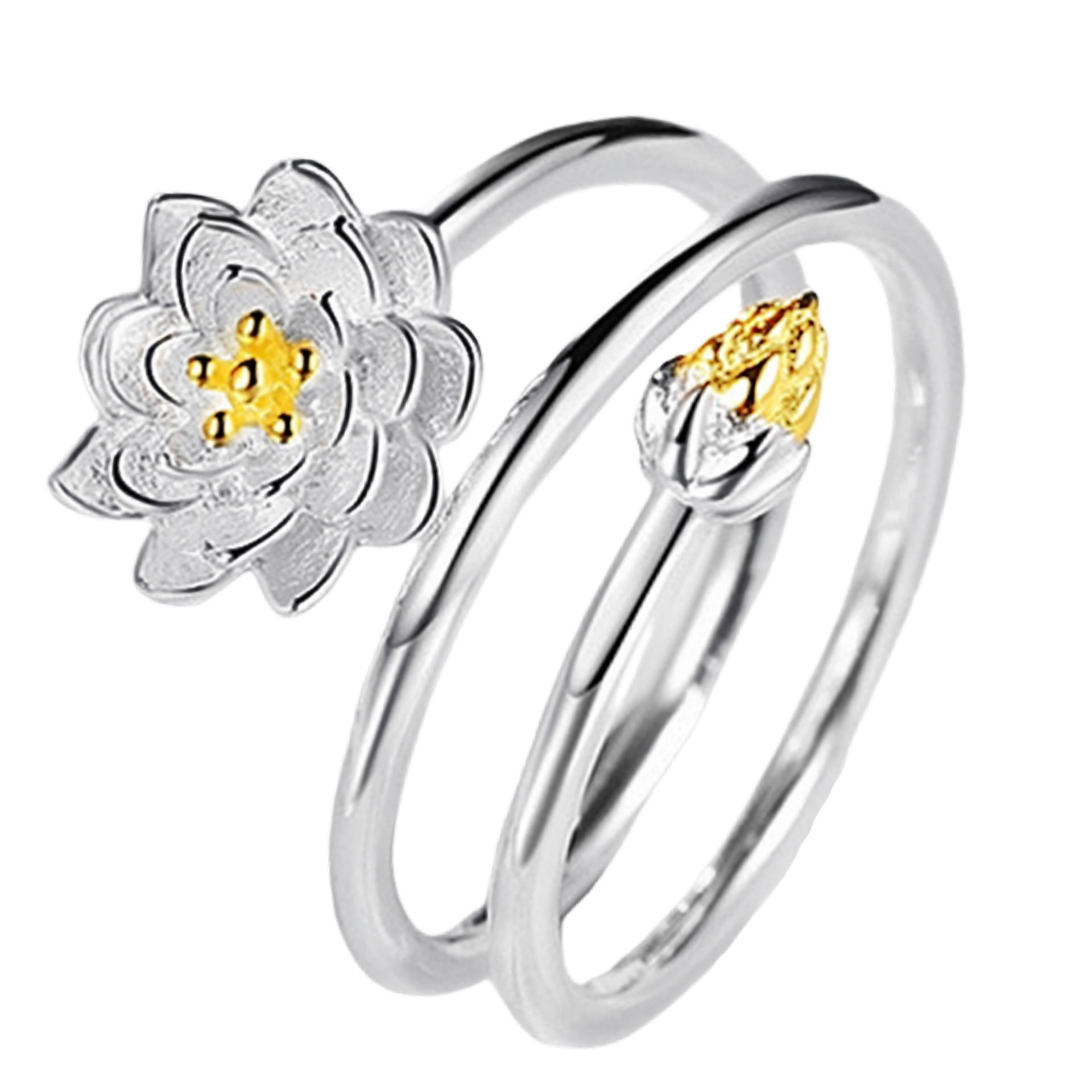 Unique Lotus Flower Triple Twist Spiral Ring 925 Sterling Silver Two — free download