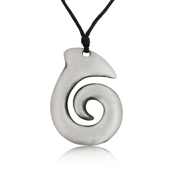 Unique Lovely Tribal Maori Silver Pewter Charm Necklace Pendant Jewelry With Cotton Cord