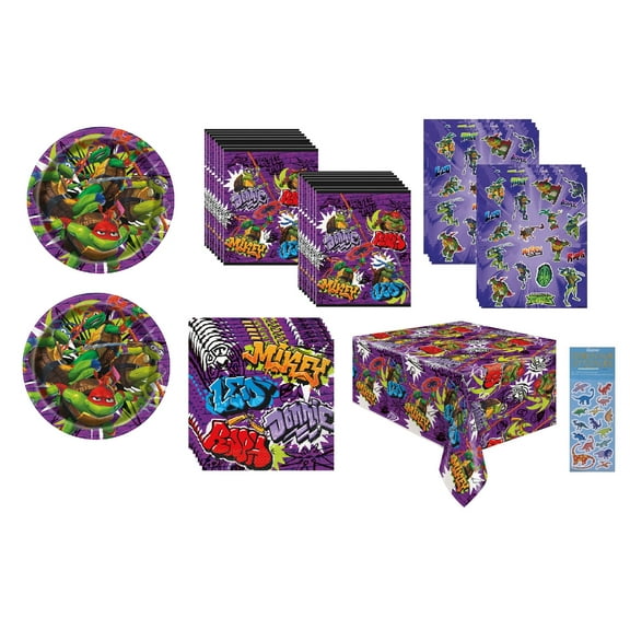Unique Lunch Plates Table Cover Napkins Bags Sticker Sheets Ninja Turtles Birthday Party Supply Set