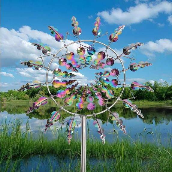 Unique and Magical Metal Windmill,3D Wind Powered Kinetic Sculpture, Lawn Solar Metal Wind Spinners Outdoor Clearance, Wind Catchers Metal Outdoor Patio Decoration Wind Sculpture