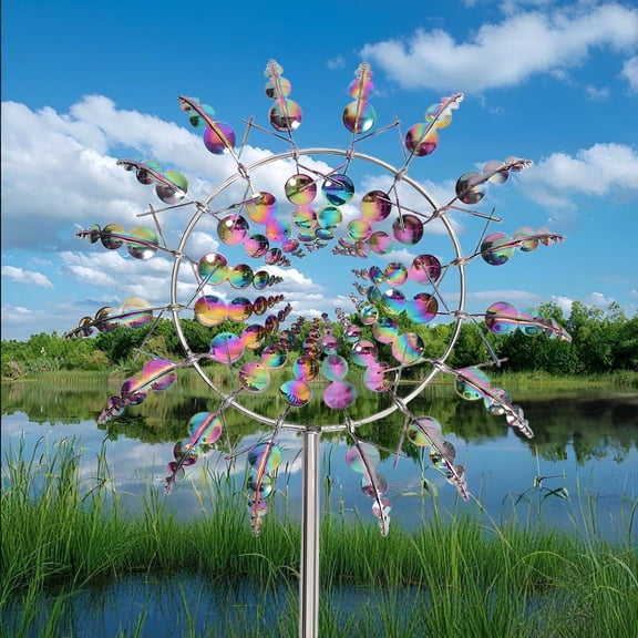 Unique and Magical Metal Windmill,3D Wind Powered Kinetic Sculpture, Lawn Metal Wind Spinners Outdoor Clearance, Wind Catchers Metal Outdoor Patio Decoration Wind Sculpture