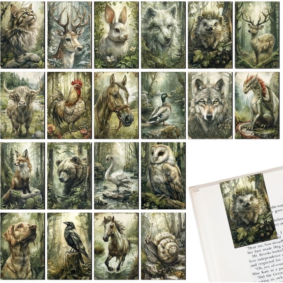 Unique Magnetic Bookmarks Gifts - 20 PCs Forest Animals Magnet Book Marks Personalized Fantasy Cool Green Nature Bulk Page Marker Clips Reading Lovers Women Men Readers School Accessories
