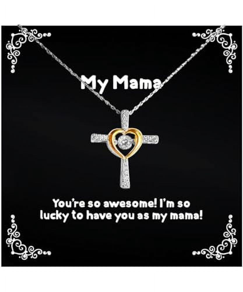 Unique Mama Cross Dancing Necklace, You're so awesome! I'm so lucky to have you as my mama!, Love Jewelry For Mom From Daughter, Cool mom gifts, Unique gifts for mom, Gifts for cool moms, Best gifts