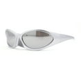 thumbnail image 1 of Unique Mask Style Wrap Around Oval Sport Sunglasses Silver - Silver Mirror, 1 of 4