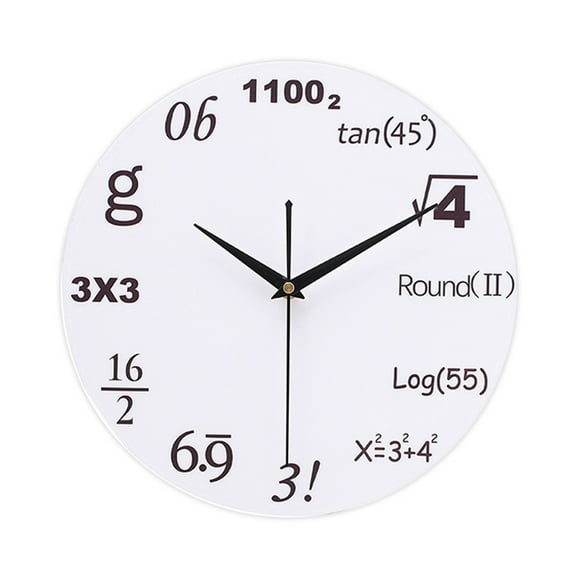 Unique Math Number Wall Clock - 12 Inch Silent Non-Ticking Wooden Clock for Classroom, Study Room, Office, Living Room & Bedroom Decor