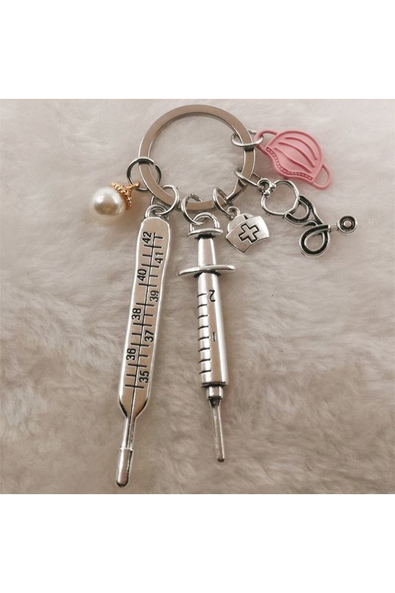 Unique Medical Tool Keychain Set - Stethoscope, Syringe & Mask - Perfect Nurse Gifts!