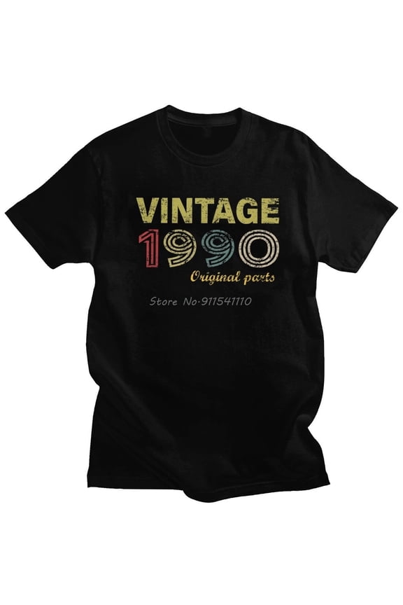 Unique Men's Vintage 1990 Original Parts Tee Short Sleeves Cotton Tshirt Leisure