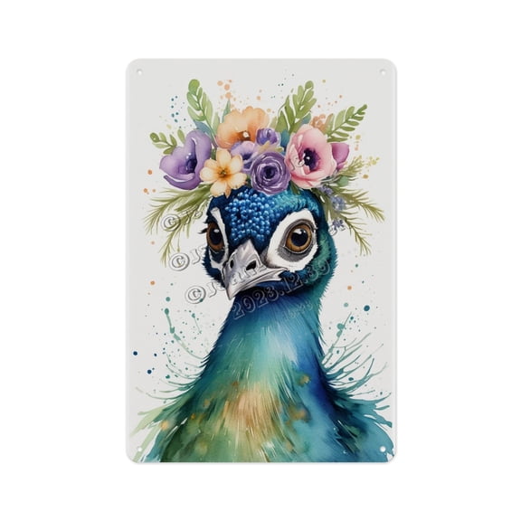 Unique Metal Sign, Aluminum, 12 x 16 Inches, Cute Peacock Artwork, Adds a Creative and Elegant Touch to Your Living Room, Bedroom, or Garden, Perfect for Animal Lovers and Garden Decor