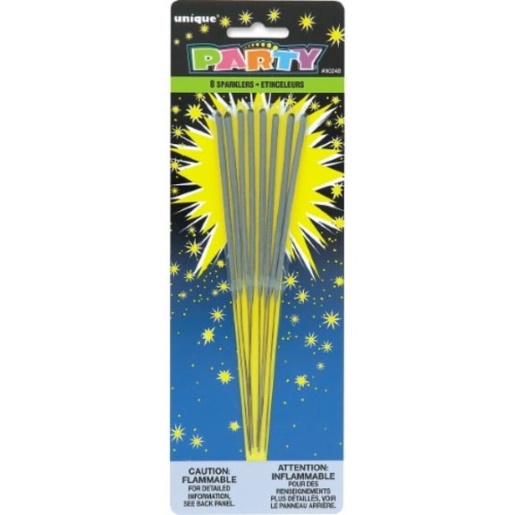 Unique Metal Stem Party Sparklers, 3 Pack