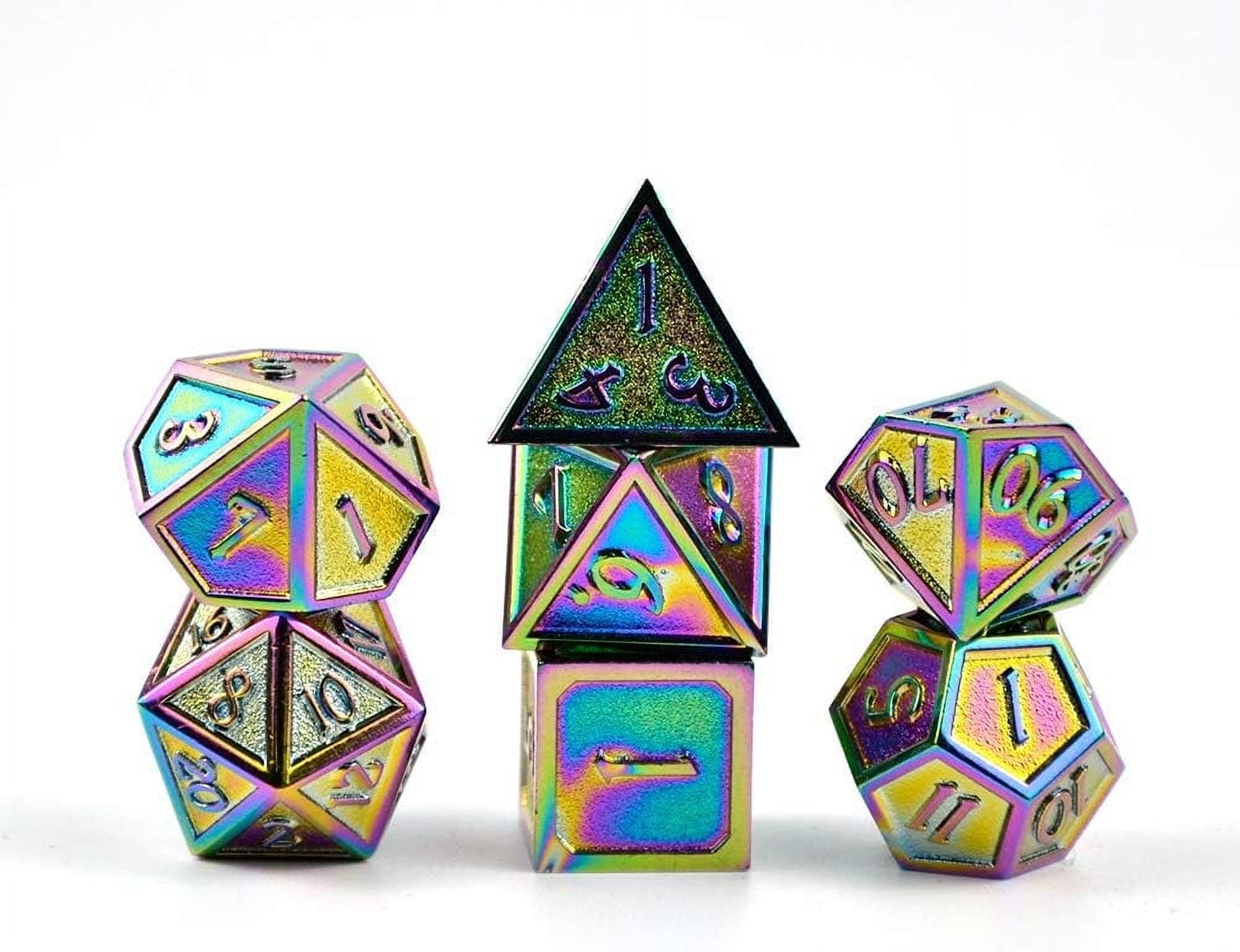 Signalplus Metal Dice D6 Set, 7-Piece Polyhedral Dice for RPG, Dungeons and Dragons