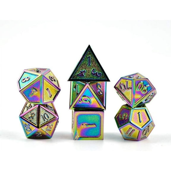 Signalplus Metal Dice D6 Set, 7-Piece Polyhedral Dice for RPG, Dungeons and Dragons