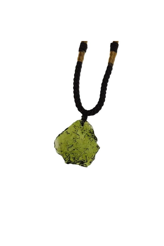 Unique Meteorite Pendant Necklace - Natural Green Crystal Quartz Stone for Men & Women, Stress Relief, Bohemian Style
