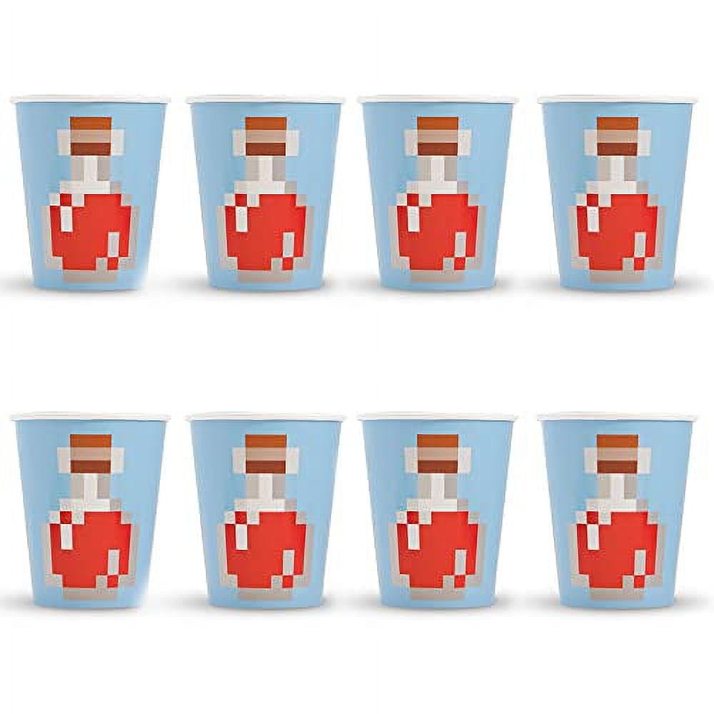 Unique Minecraft Disposable Paper Cups, 9 Oz, Multicolor