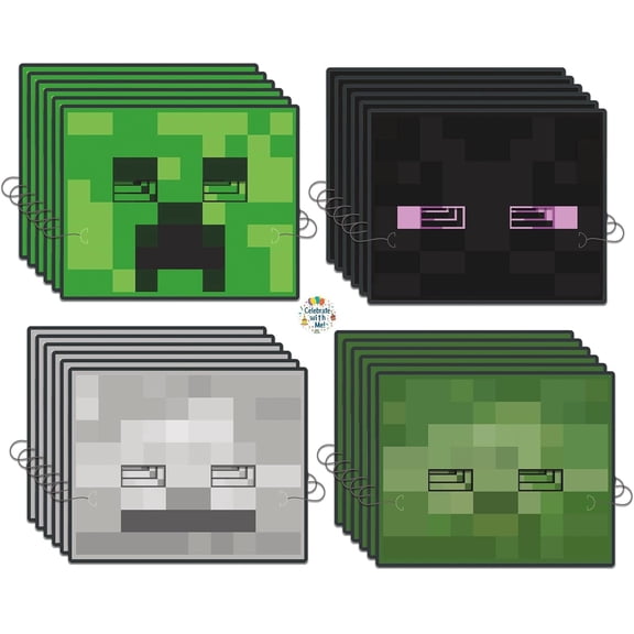 Unique Minecraft Party Favors | Paper Masks 24 Pack | Officially Licensed | Dress-Up Masks | Gamer Birthday Party Favors For Kids, Classroom Rewards, Photo Booth Props