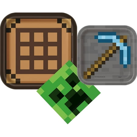 Unique Minecraft Party Supplies Kids, Multicolor, Serves 8 (32 Pieces)