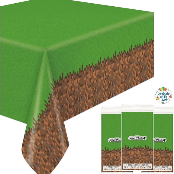 Unique Minecraft Party Supplies | Table Cover Bundle | Officially Licensed | 3 Pack Plastic Table Covers 54" x 84" | Gamer Birthday Supplies For Kids, Boys, Girls, Classroom Parties, Easy Cleanup