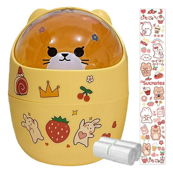Unique Mini Trash Can with Lid Home Bedroom Room Small Garbage Trash Bin Wastebasket Bathroom Countertop Office kids