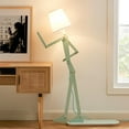 thumbnail image 1 of Unique Mini Wood Floor Lamp for Living Room Bedroom Office Farmhouse - Cute Corner Decorative Reading Standing Light Creative Swing Arm Arc Design Gift for Kids Room (Green Mini), 1 of 15