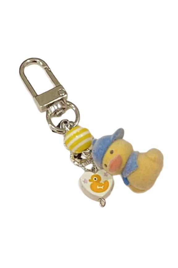Unique Miniature Flocking Duck/Cat/Koala/Dog Keyring Charm Keychain Women Keychain Fashionable Phone Accessory