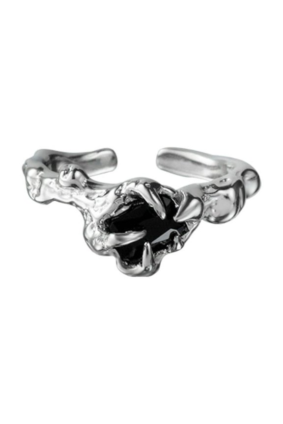 Unique Minimalist Irregular Zircon Textured Open Ring - High-End Cool Aesthetic Design for Women