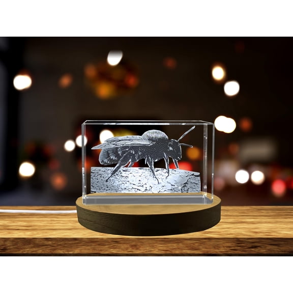 Unique Mining Bee Engraved Crystal Sculpture | Nature Gift