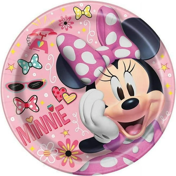 Unique Minnie Mouse Extra Strong Round Party Plates, Paper, 9", 8 Count
