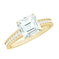 thumbnail image 1 of Rosec Jewels Certified Moissanite Solitaire Engagement Ring with Side Stones - 8 mm Asscher Cut - 3 Ct - D-VS1 Quality, 10K Yellow Gold, US 8.50, 1 of 8