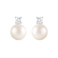 thumbnail image 1 of Unique Moments 0.25 Carat Lab Grown Diamond Pearl Stud Earrings in Sterling Silver for Women, 1 of 3