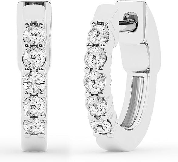 Unique Moments 0.25 Carat Lab Grown Diamond Huggie Hoop Earrings for Women in Sterling Silver (G+/SI)