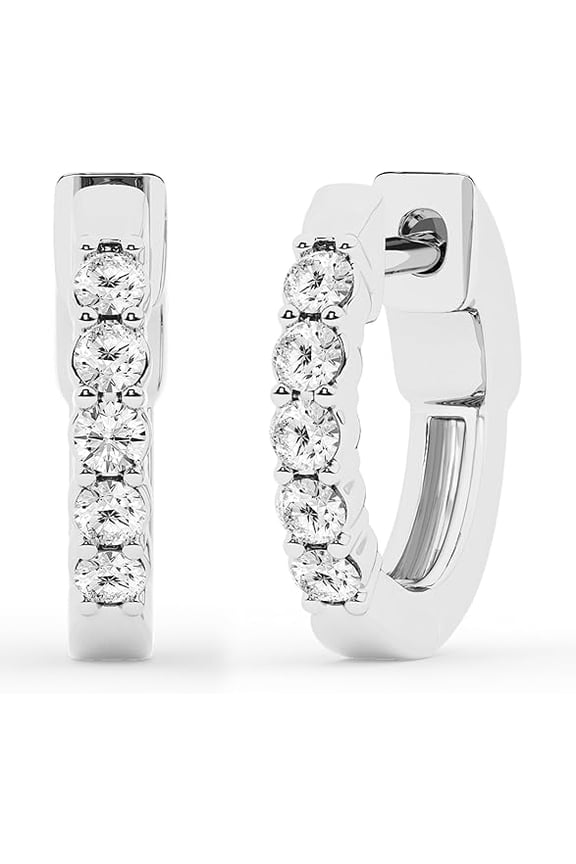 Unique Moments 0.25 Carat Round Lab Grown Diamond Hoop Earrings for Women in Sterling Silver (G, SI)