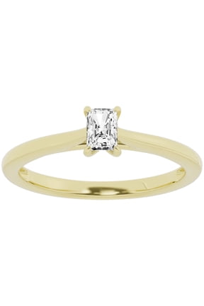 Unique Moments 0.25 ct lab Grown Solitaire Radiant Diamond Engagement Ring for Women 10K Yellow Gold