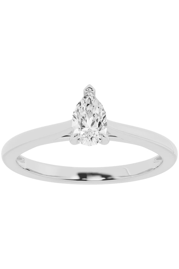 Unique Moments 0.50 Carat Lab Grown Pear Solitaire Diamond Engagement Ring 10K White Gold