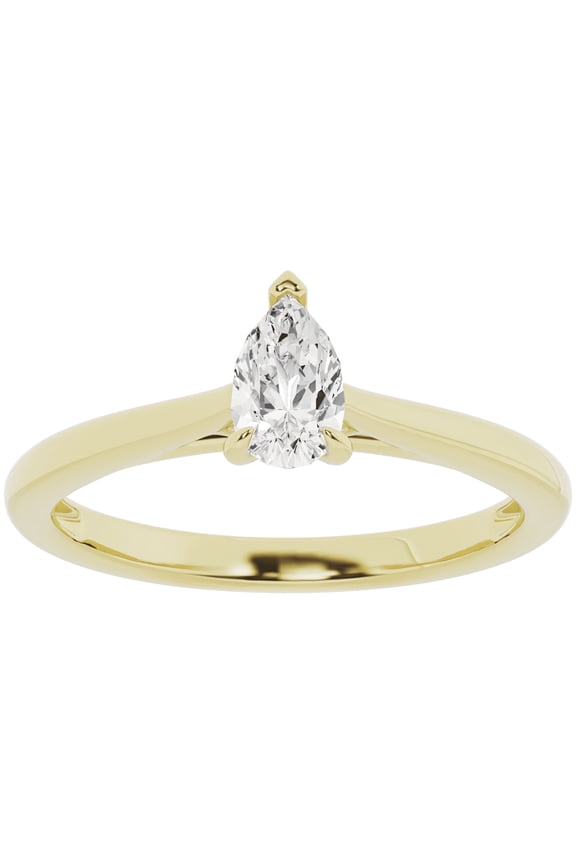 Unique Moments 0.50 Carat Lab Grown Pear Solitaire Diamond Engagement Ring 10K Yellow Gold