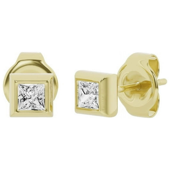 Unique Moments 0.50 Carat Lab Grown Princess-Cut Diamond Stud Earrings 10K Yellow Gold