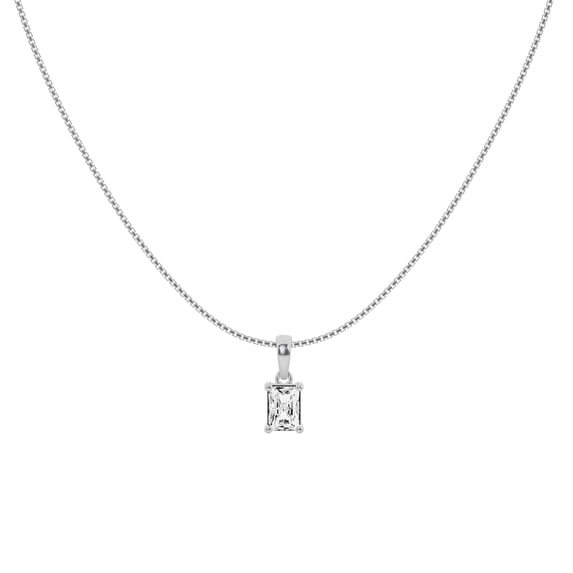 Unique Moments 0.50 Carat Lab Grown Radiant Diamond Solitaire Pendant Necklace for Women 10K White Gold