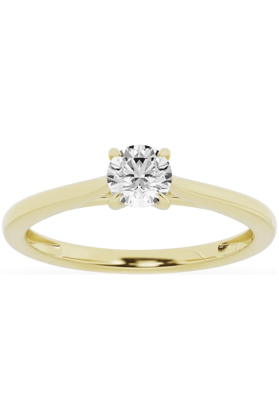 Unique Moments 0.50 Carat Solitaire 4-Prong Lab Grown Diamond Engagement Ring 10K Yellow Gold