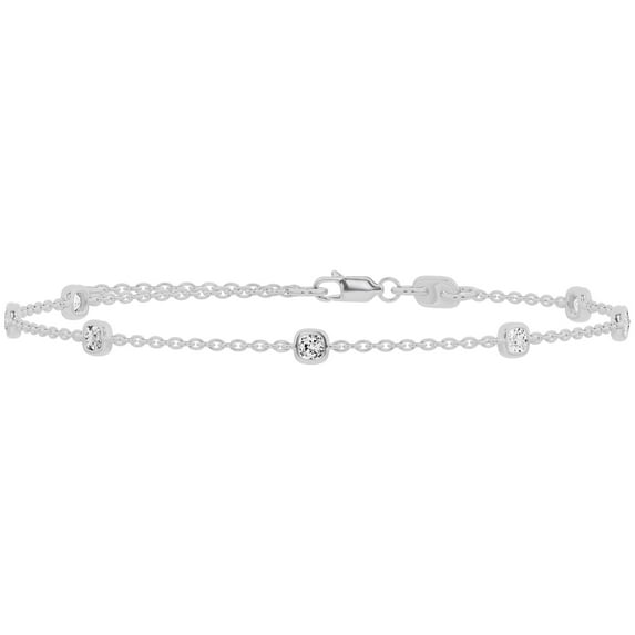 Unique Moments 0.50 ct Lab Grown Cushion Cut Diamond Tennis Bracelet 10K White Gold