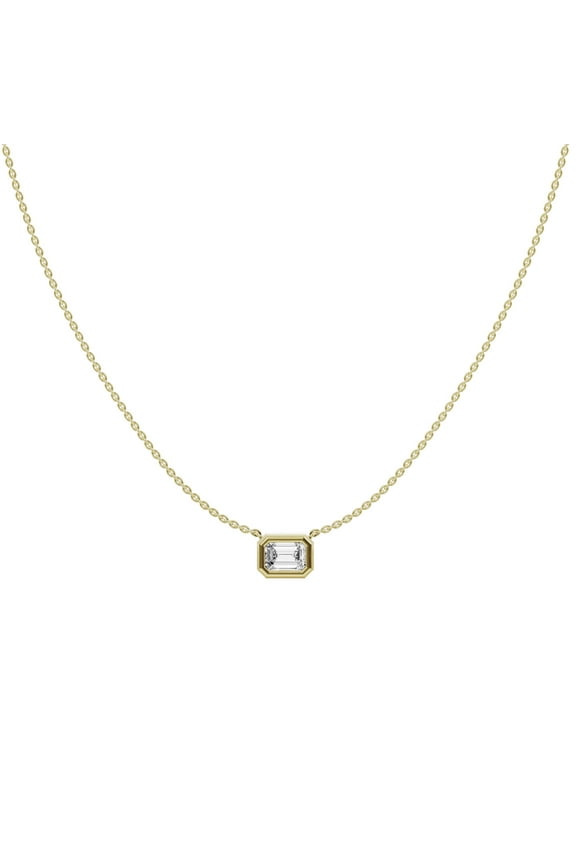 Unique Moments 0.50 ct Lab Grown Diamond Emerald Pendant Necklace for Women 10K Yellow Gold