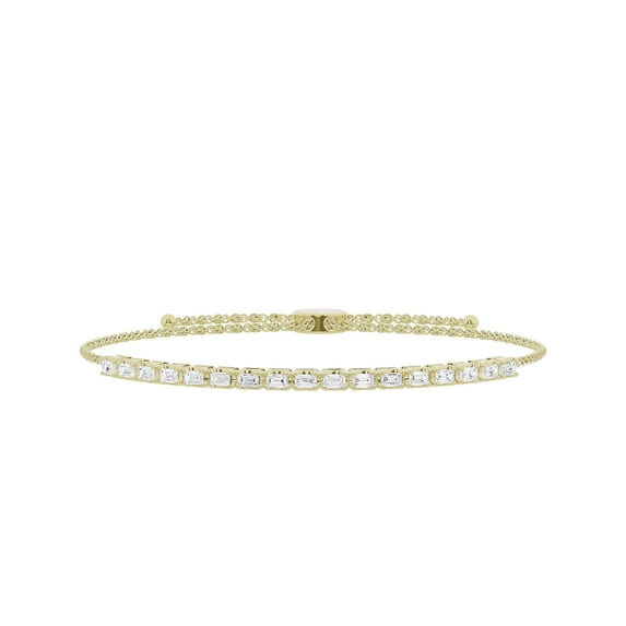 Unique Moments 0.50 ct Lab Grown Emerald Cut Diamond Tennis Bolo Bracelet for Women 10K Yellow Gold
