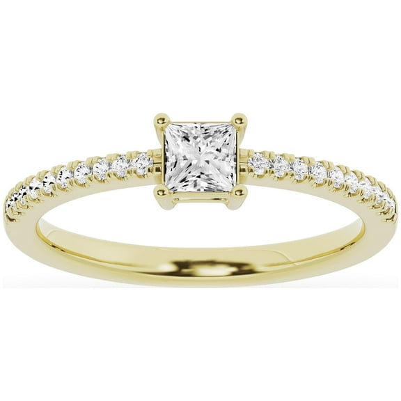 Unique Moments 0.50 ct Lab Grown Princess Cut Diamond Engagement Solitaire Ring 10K Yellow Gold