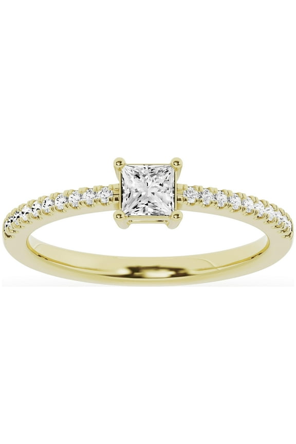 Unique Moments 0.50 ct Lab Grown Princess Cut Diamond Engagement Solitaire Ring 10K Yellow Gold