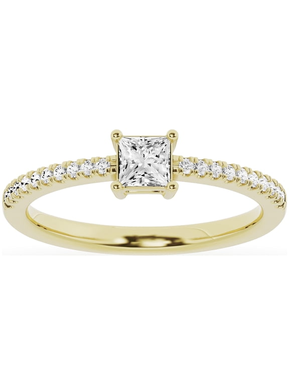 Unique Moments 0.50 ct Lab Grown Princess Cut Diamond Engagement Solitaire Ring 10K Yellow Gold