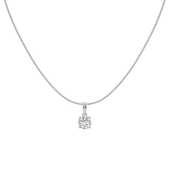 Unique Moments 0.50 ct Lab Grown Round Diamond Solitaire Pendant Necklace for Women 10K White Gold