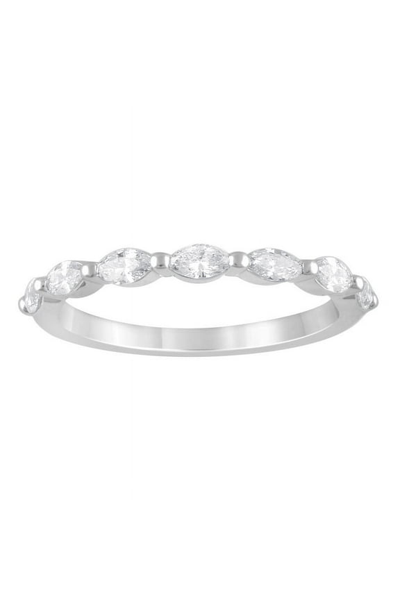 Unique Moments 0.50 ct Marquise Lab Grown Diamond Half Eternity Ring Women's Stackable Wedding Band Ring 10KT White Gold