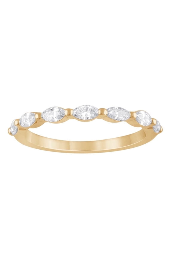 Unique Moments 0.50 ct Marquise Lab Grown Diamond Half Eternity Ring Women's Stackable Wedding Band Ring 10KT Yellow Gold