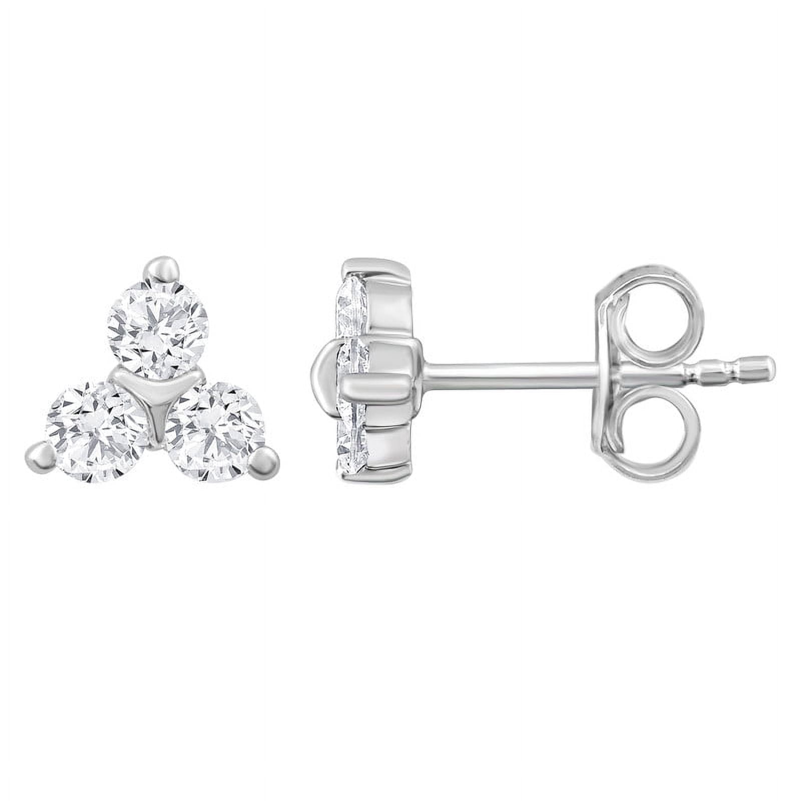 Unique Moments 0.50 ctw Round Lab Grown Three Stone Diamond Stud ...