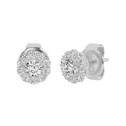 UNIQUE DESIGNS INC. Unique Moments 0.75 Carat Lab Grown Diamond Halo Stud Earrings for Women 14K White Gold