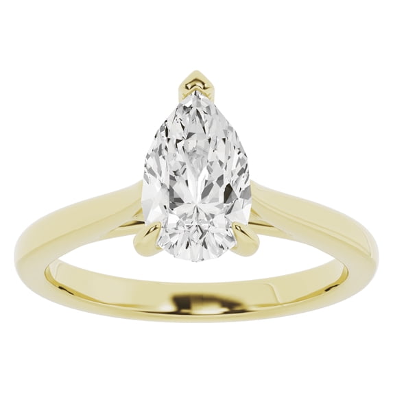 Unique Moments 0.75 Carat Lab Grown Pear Solitaire Diamond Engagement Ring 14K Yellow Gold